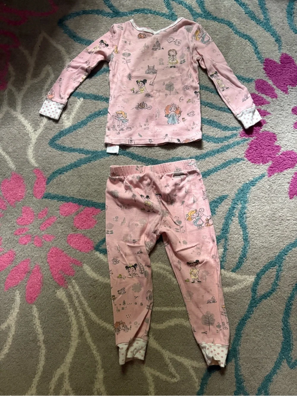 Disney Princess Two Piece Pajama Set Toddler Size 2